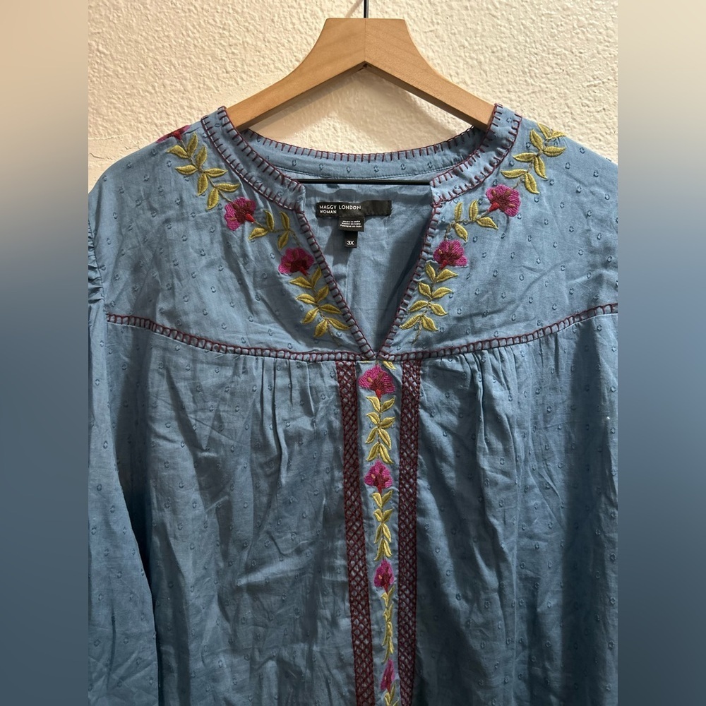 Maggy London blue enbroidered midi dress size 3x - Picture 8 of 9